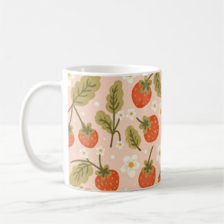 Mug Joli motif sans couture de fraise rouge dessiné à 