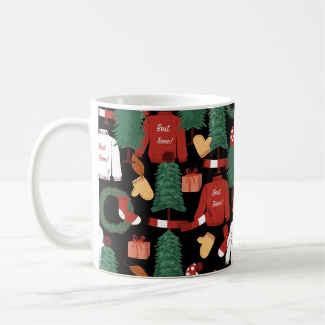 Mug Joli motif sans couture dessiné à la main avec tr  (Gauche)