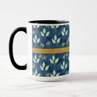 Mug Joli Motif vert et bleu feuilles