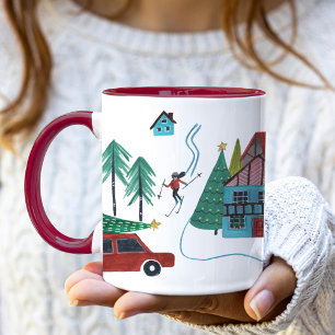Mug Joli Noël de village de ski nordique 