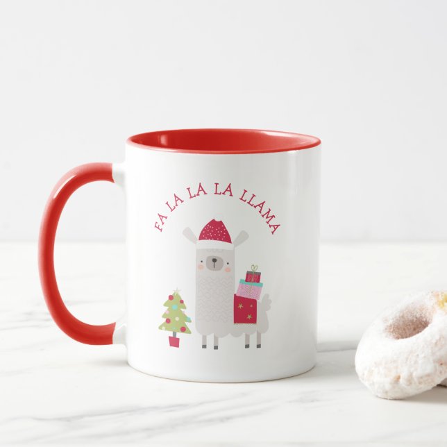 Mug Joli Noël Fa La La La Lama Rouge (Avec donut)