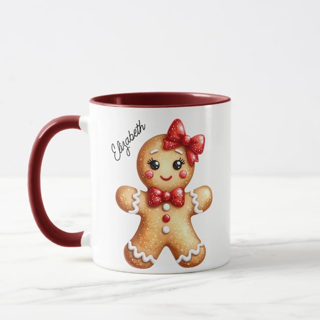 Mug Joli Noël Fille Gingerbread Monogramme (Gauche)