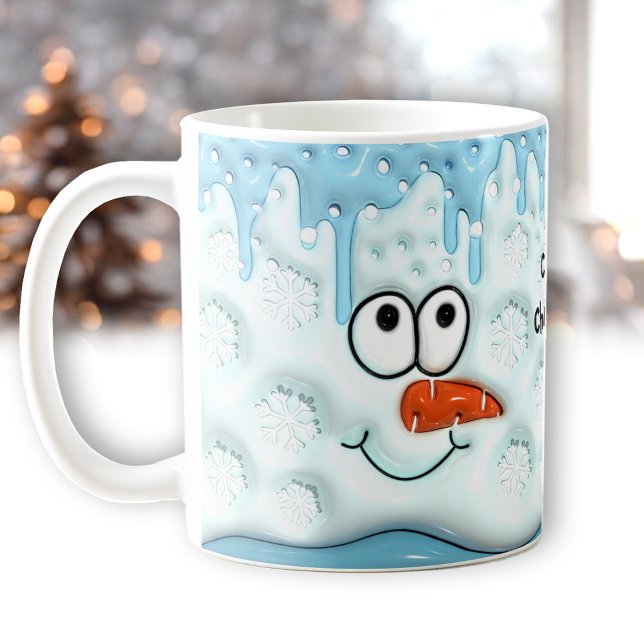 Mug Joli Noël Mélange Snowman visage Nom bleu (Cute Christmas Melting Snowman Face Blue Name Coffee Mug)