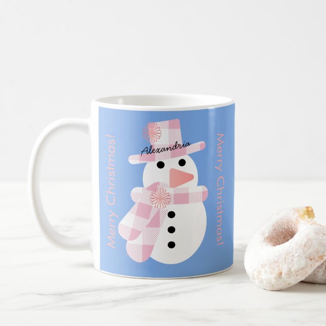 Mug Joli Noël personnalisé Snowman (Avec donut)