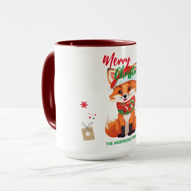 Mug Joli Noël renard rouge Père Noël Fête de l'Écharpe (Devant gauche)