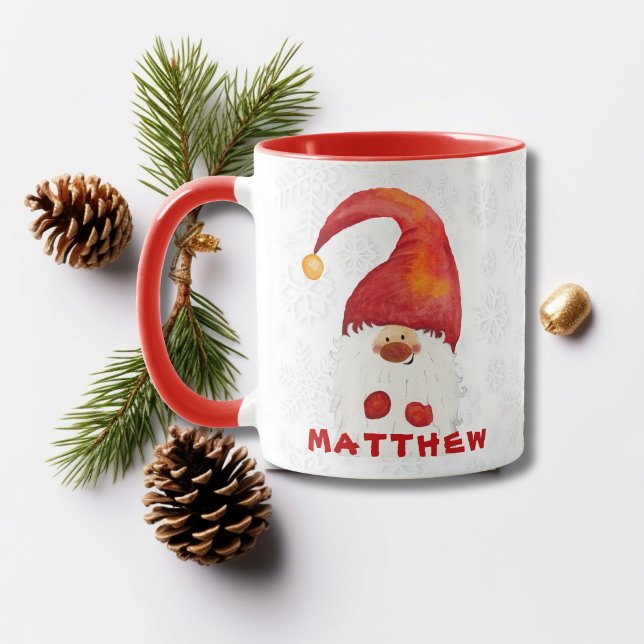 Mug Joli Noël Rouge Casquette Gnome Personnalisé (Créateur téléchargé)