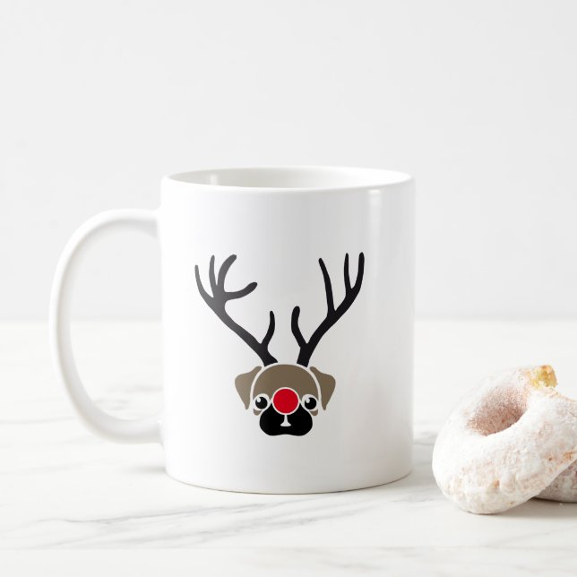 Mug Joli Noël Rouge Nez Rudolph Carlin Antlers (Avec donut)