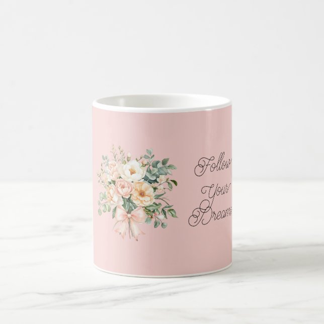 Mug Joli Nœud Floral Rose Blush pêche  (Centre)