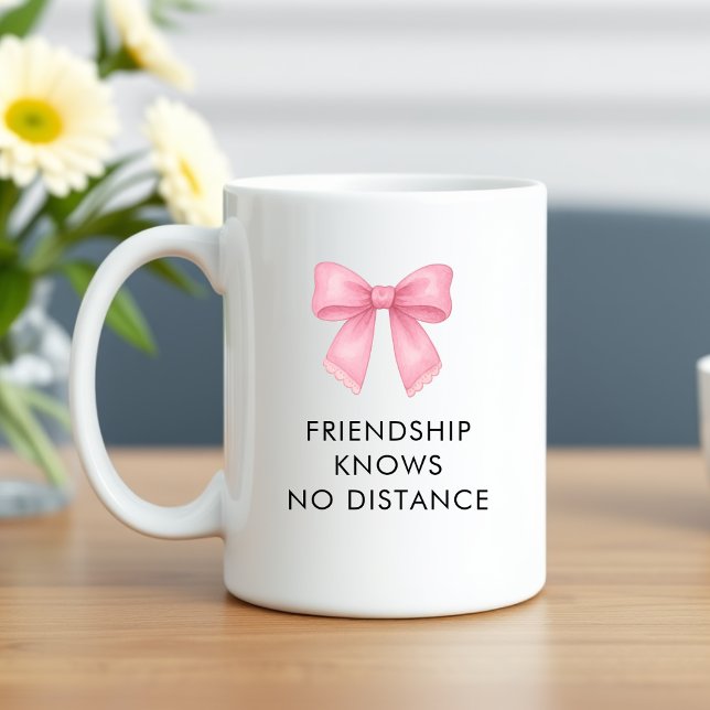Mug Joli Nœud Rose Mignon Amie à Distance (Cute Pink Bow Coquette Long Distance Best Friend Coffee Mug)