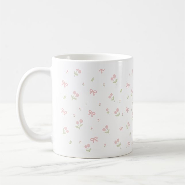 Mug Joli Nœud Rose & Motif Sans Couture de Tulipe | Co (Gauche)