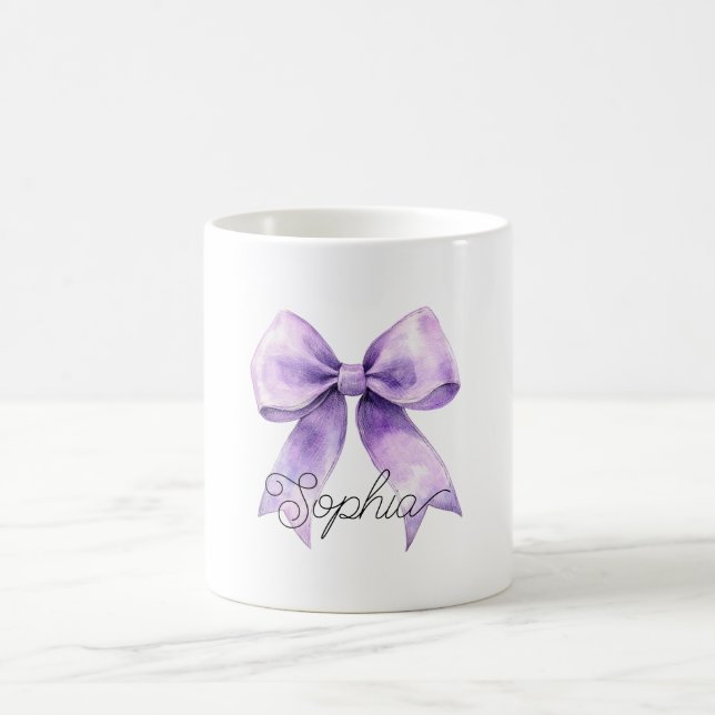 Mug Joli Nœud Violet Personnalisé Nom (Centre)