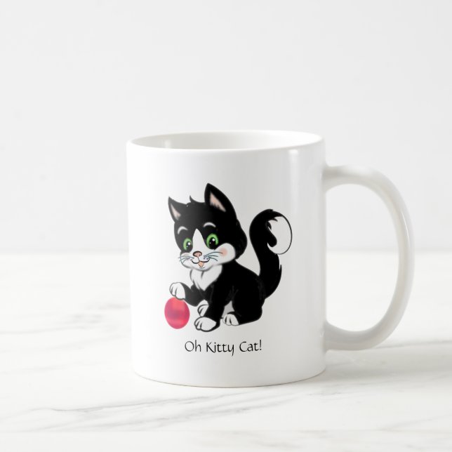 Mug Joli noir blanc tuxedo kitty cat & rouge ball (Droite)