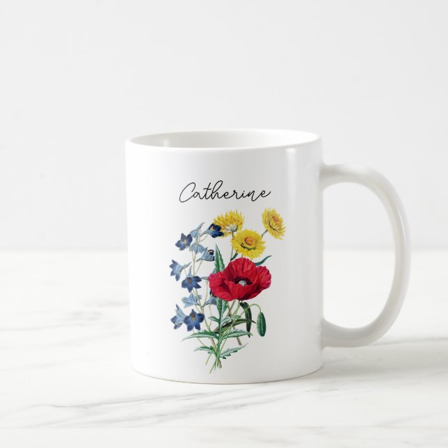 Mug Joli Nom de Pivoines Campanules Marguerites Élégan (Droite)