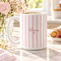 Joli nom personnalisé rayures rose pâle féminin
