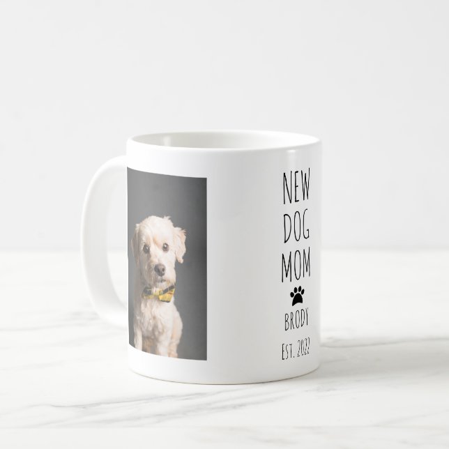Mug Joli Nouveau Chien Maman Photo Texte manuscrit (Devant gauche)