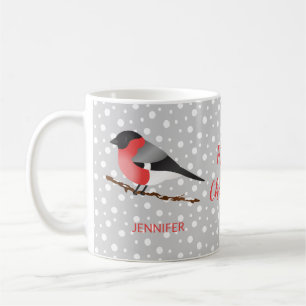 Mug Joli oiseau de Noël Pinson boréal et nom