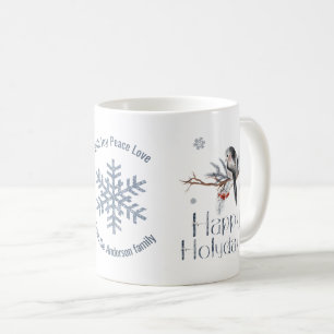 Mug Joli Oiseau Sur Une Branche. Berries rouges. Joyeu