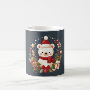 Mug Joli ours de Noël/d'hiver en couronne
