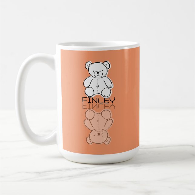 Mug Joli ours en peluche rose réflexion Doodle nom per (Gauche)