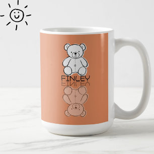 Mug Joli ours en peluche rose réflexion Doodle nom per
