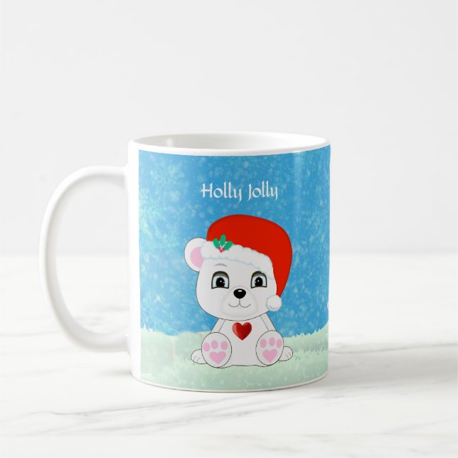 Mug Joli ours polaire de Noël et bonhomme de neige (Gauche)