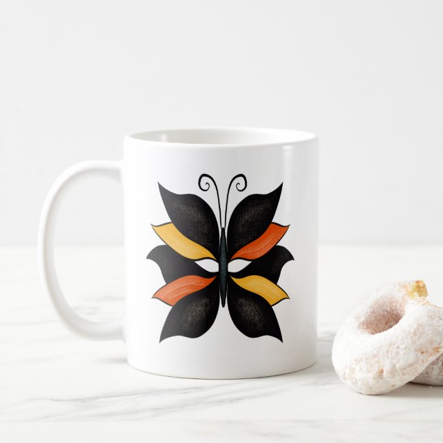 Mug Joli papillon Art Abstrait (Avec donut)