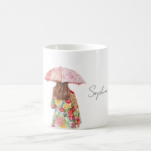 Mug Joli parapluie floral rose rouge (Centre)