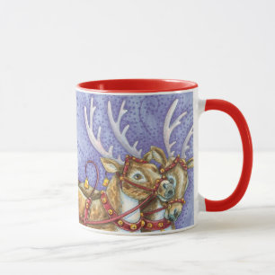Mug Joli Père Noël de dessin animé de Noël chariot ren
