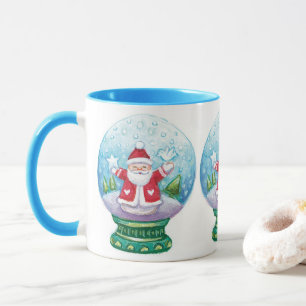 Mug Joli Père Noël de globe de neige de Noël, Étoile, 