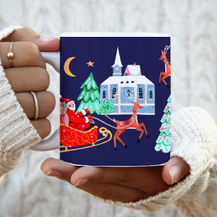Mug Joli Père Noël vintage Noël Village nordique