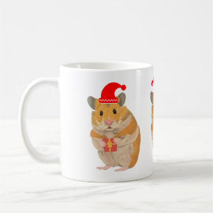 Mug Joli petit Hamster de Noël tenant un cadeau