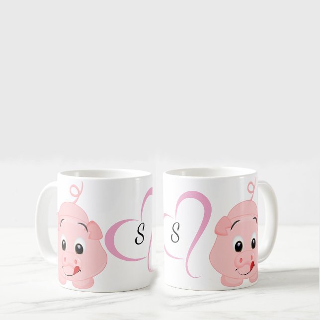Mug Joli petit rose rose Monogramme (Créateur téléchargé)