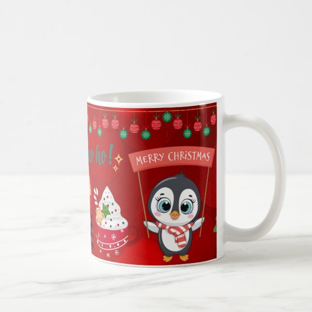 Mug Joli pingouin de Noël avec des cadeaux et des cann (Droite)