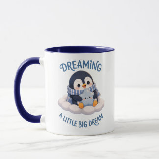 Mug Joli Pingouin Rêvant Un Petit Gros Rêve Café Bleu