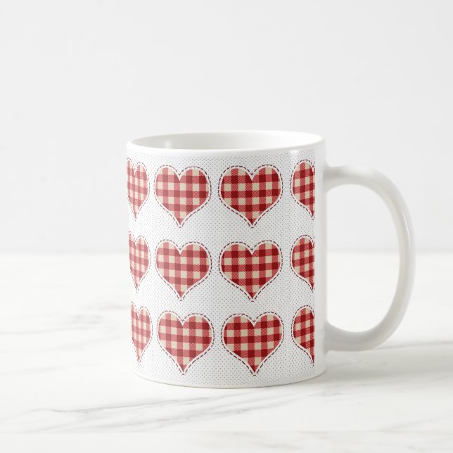 Mug Joli Plaid Red Hearts Dotty Motif (Droite)