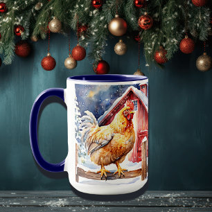 Mug Joli poulet de Noël rustique