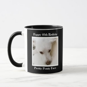 Mug Joli Pouty Face mignon chien 40e anniversaire Noir