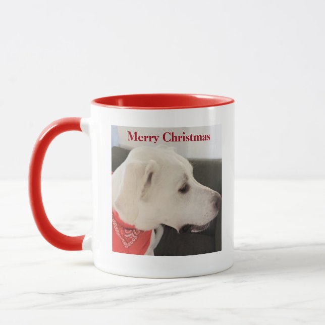 Mug Joli profil de chien blanc Orange rouge Noël (Gauche)