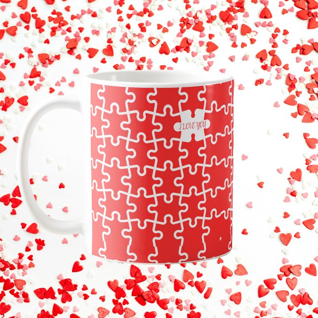 Mug Joli Puzzle rouge "Je t'aime" (Créateur téléchargé)