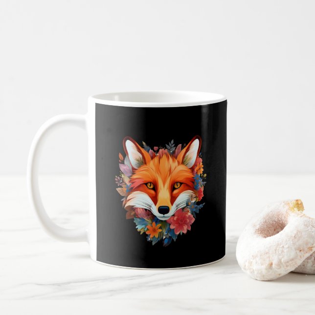 Mug Joli Renard Aquarelle Fleur Mignon (Avec donut)