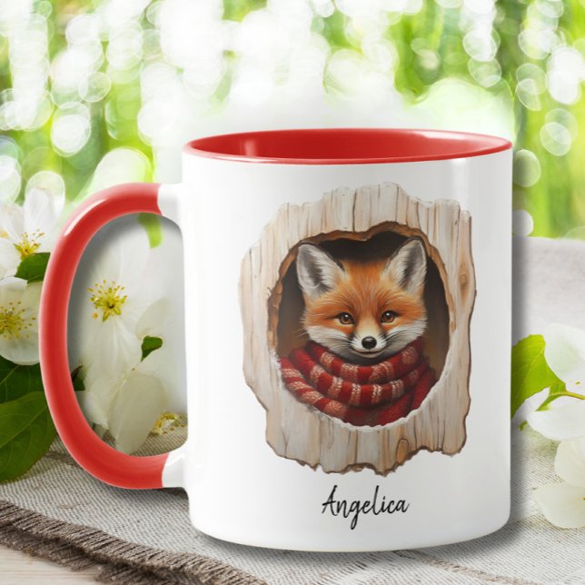 Mug Joli Renard de Noël avec chapeau de Père Noël pers (Créateur téléchargé)