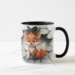 Mug Joli renard sortant d'un mur fissuré