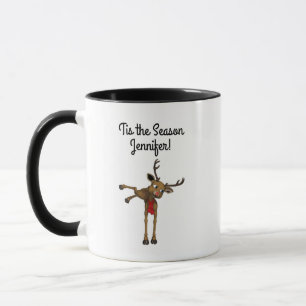 Mug Joli renne de dessin animé donnant des coups de pi