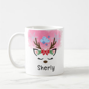 Mug Joli Renne Noël Nom Personnalisé