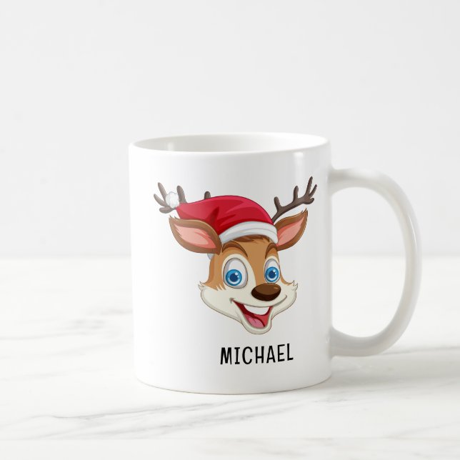 Mug Joli Renne Nom Personnalisé Noël (Droite)