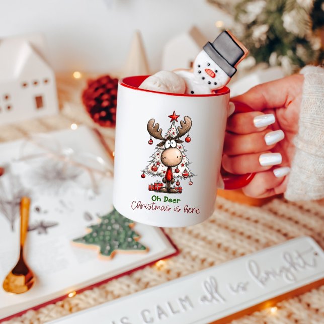 Mug Joli Renne “Oh Cerf, Noël est arrivé”  (Créateur téléchargé)