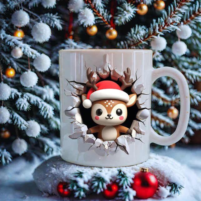 Mug Joli renne visage Noël avec le chapeau de Père Noë (Créateur téléchargé)