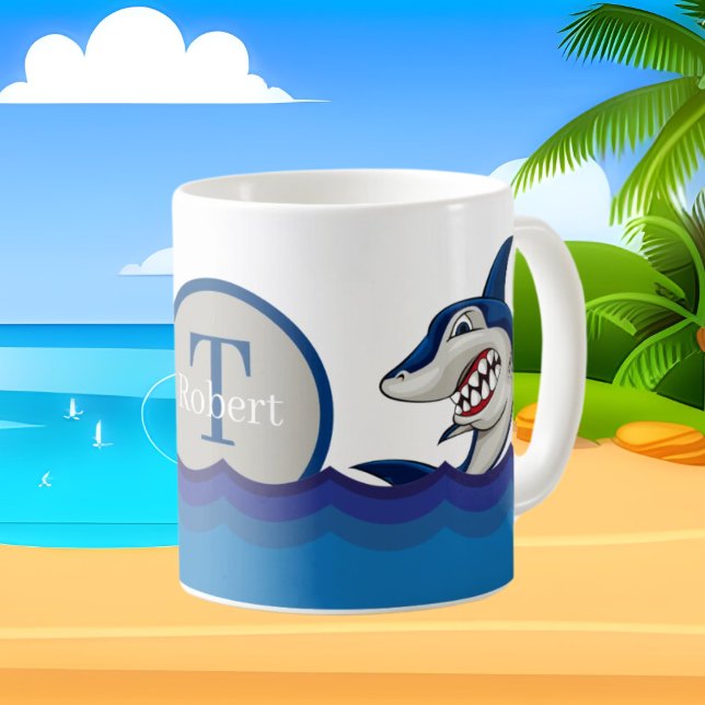 Mug Joli requin ajouter du monogramme (Créateur téléchargé)