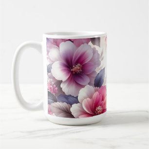 Mug Joli rose et violet floral Chic Shabby Chic