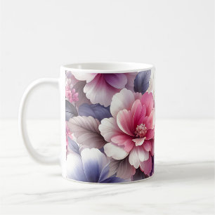 Mug Joli rose et violet floral Chic Shabby Chic